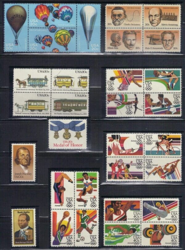 1983 COMMEMORATIVE YEAR SET (45) ISSUES AS SHOWN, MNH, NICELY CENTERED