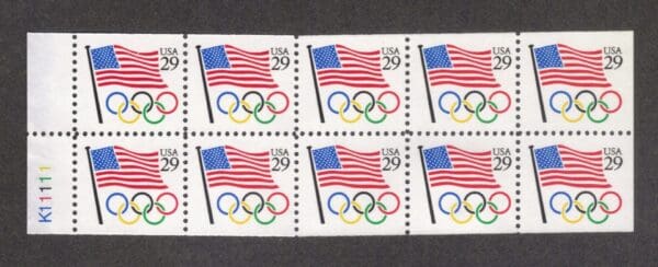 Scott# 2528a-BK186A "FLAG & OLYMPIC RINGS" UNEXPLODED BOOKLET (10) P# K11111 - Image 2