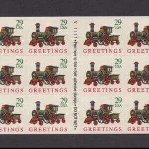 Scott# 2719a "LOCOMOTIVE" UNFOLDED ATM IMPERFORATE BOOKLET PANE (18) MNH