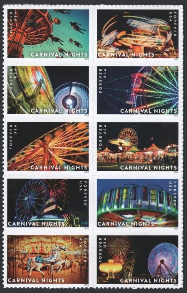 Scott# 5855-64 "CARNIVAL NIGHTS" MNH BLOCK (10) NICELY CENTERED