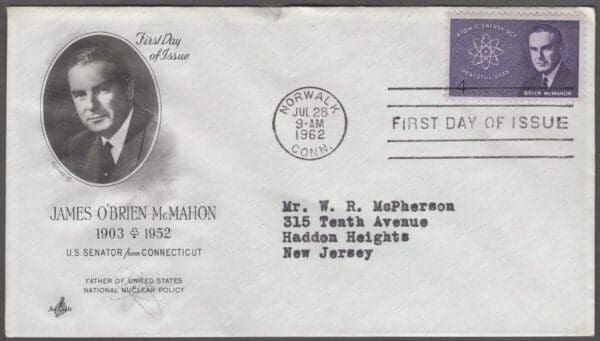 Scott# 1200 "BRIAN McMAHON - SENATOR" ARTCRAFT FIRST DAY COVER