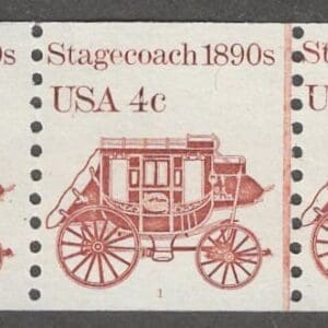 Scott# 1898A "STAGECOACH" MNH PNC5, PLATE #1 WITH LINE PAIR