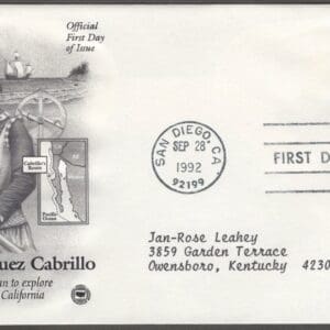 Scott# 2704 "JUAN R CABRILLO - EXPLORER" PCS FIRST DAY COVER