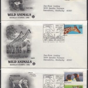Scott# 2705-09 "WILD ANIMALS" PCS FIRST DAY COVER SET (3)