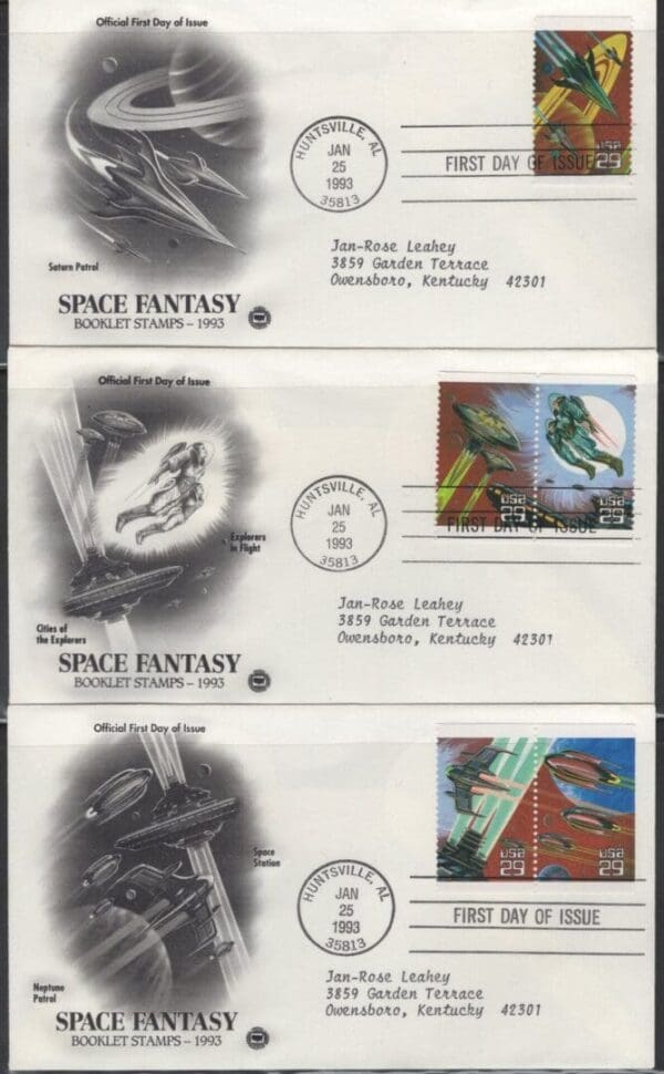 Scott# 2741-45a "SPACE FANTASY" (3) PCS FIRST DAY COVER SET