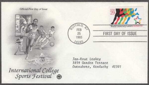 Scott# 2748 "WORLD UNIVERSITY GAMES-BUFFALO" POSTAL COMMEMORATIVE FDC