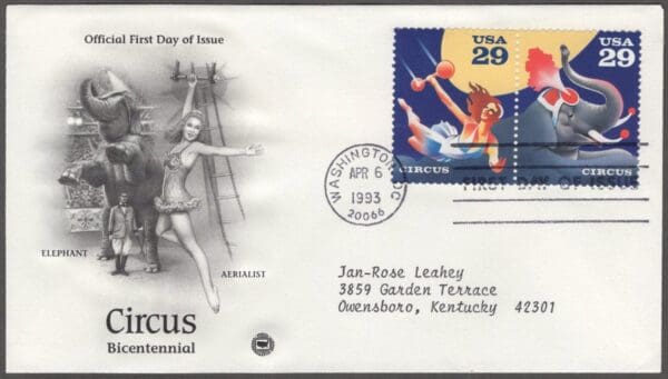 Scott# 2752-53 "CIRCUS PERFORMERS" PCS FIRST DAY COVER