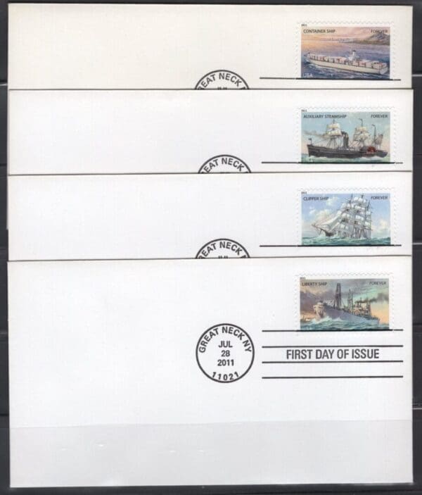 Scott# 4548-51 "MERCHANT MARINE" COMPLETE SET (4) UNADDRESSED FIRST DAY COVERS