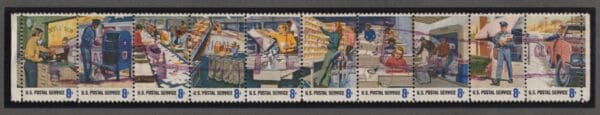 Scott# 1489-98 "POSTAL SERVICE EMPLOYEES" USED STRIP (10)