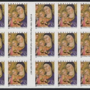 Scott# 3176 "MADONNA & CHILD by SANO di PIETRO" MNH BOOKLET PANE (20) P# 1111