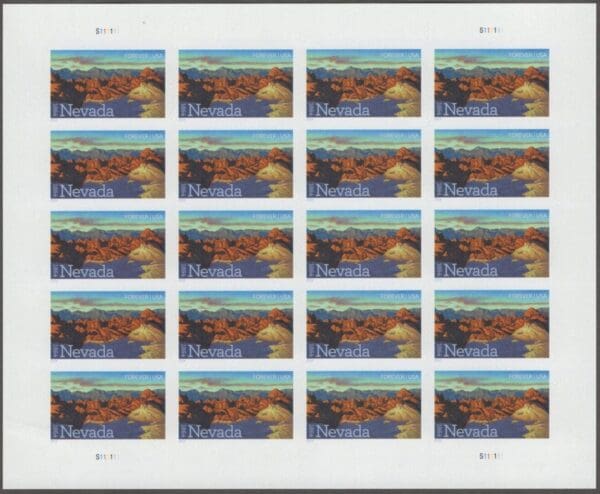 Scott# 4907 "NEVADA STATEHOOD" MNH FULL SHEET(20) NICELY CENTERED