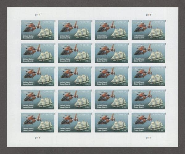 Scott# 5008 "U.S. COAST GUARD" MNH FULL SHEET (20) NICELY CENTERED