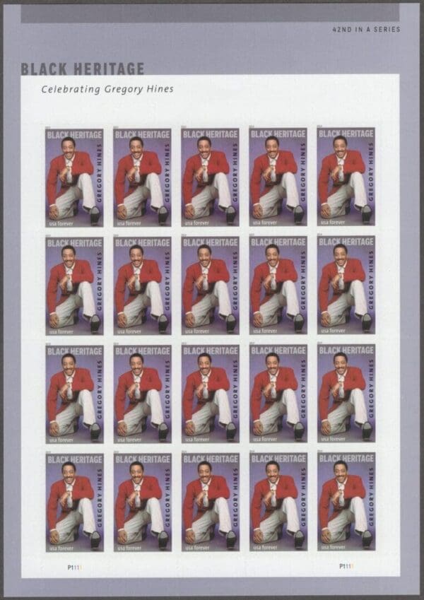 Scott# 5349 "GREGORY HINES - DANCER" MNH FULL SHEET (20)