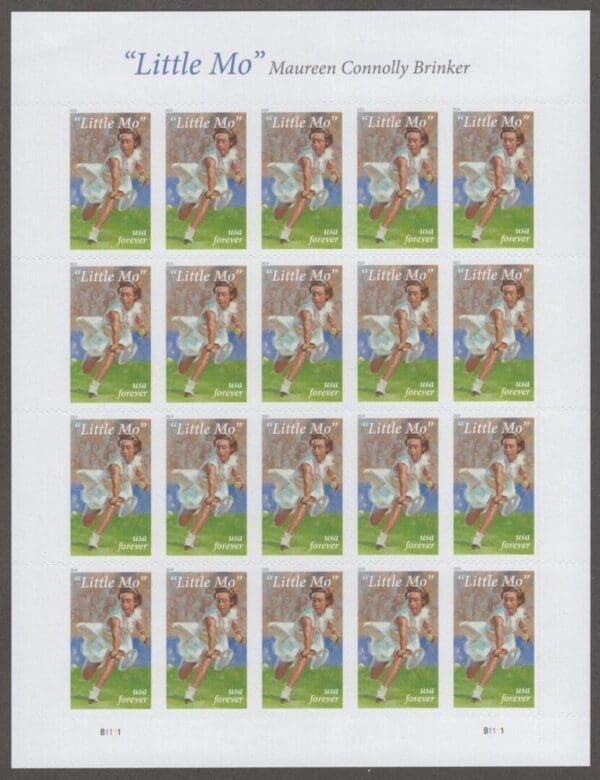 Scott# 5377 LITTLE MO-MAUREEN CONNOLLY BRINKER" MNH FULL SHEET (20)