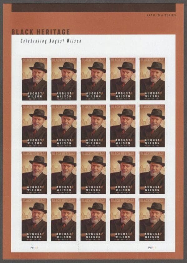 Scott# 5555 "AUGUST WILSON" MNH FULL SHEET (20) NICELY CENTERED