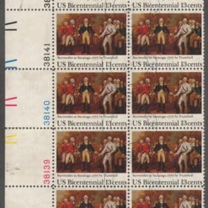 Scott# 1728 "SURRENDER AT SARATOGA" USED PLATE BLOCK (10)