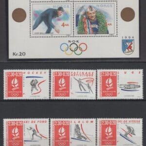 FRANCE & NORWAY 1990 OLYMPICS COMMEMORATIVES and SOUVENIR SHEET