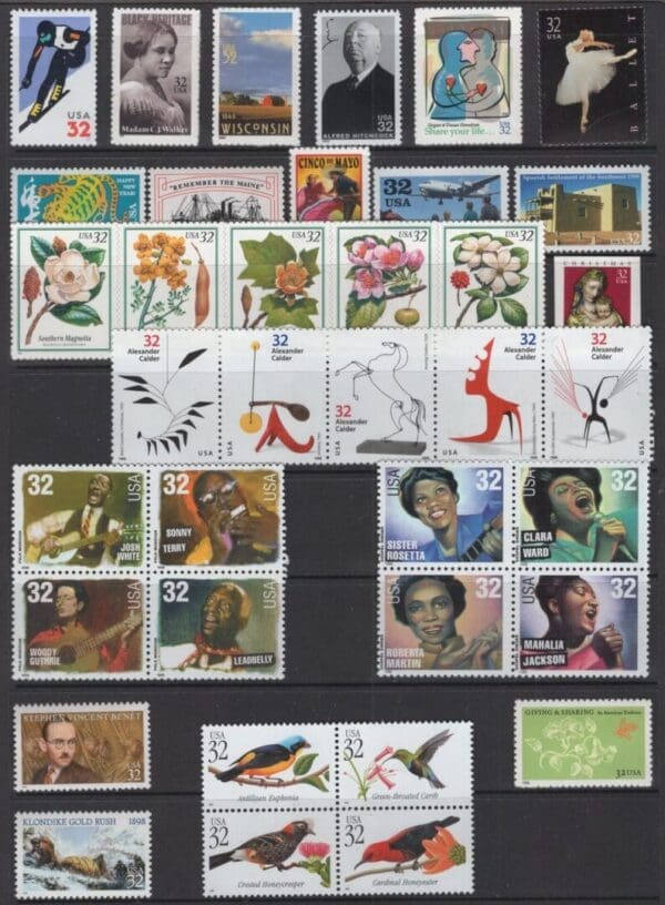 1998 COMMEMORATIVES YEAR SET (77) ISSUES, MNH, NICELY CENTERED