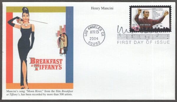 Scott# 3839 HENRY MANCINI "BREAKFAST at TIFFANY'S" COLOR FIRST DAY COVER