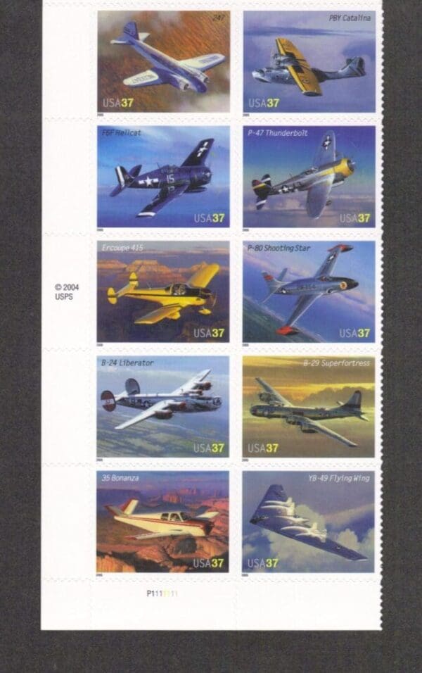 Scott# 3916-25 "ADVANCES IN AVIATION" PLATE BLOCK (10) MNH