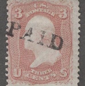 Scott# 65 "WASHINGTON" USED WITH "PAID" CANCEL, NICELY CENTERED