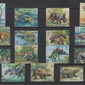 Scott# 3136a-o "WORLD of DINOSAURS" COMPLETE USED SINGLES SET (15)
