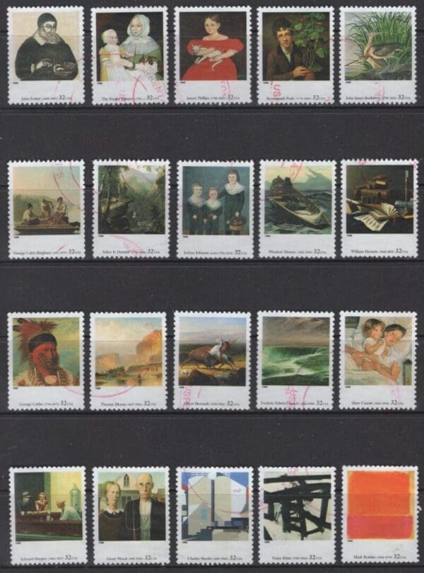 Scott# 3236a-t "AMERICAN ART" COMPLETE USED SINGLES SET (20)