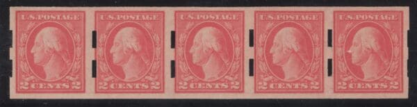 Scott# 482 "WASHINGTON" MNH SCHERMACK TYPE III STRIP (5) VERY NICELY CENTERED