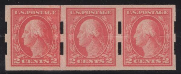 Scott# 534 "WASHINGTON" MNH TYPE VA STRIP (3) SCHERMACK TYPE III PRIVATE PERFS, PASTE UP PAIR