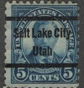 Scott# 586 "ROOSEVELT" USED ROTARY PERF 10 SALT LAKE CITY PRECANCEL