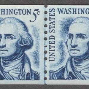 Scott# 1304c "GEORGE WASHINGTON" RE-DRAWN MNH COIL LINE PAIR