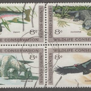 Scott# 1427-30 "WILDLIFE CONSERVATION" USED BLOCK (4) NICELY CENTERED