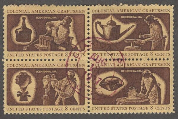 Scott# 1456-59 "AMERICAN BICENTENNIAL ISSUE" USED SE-TENANT BLOCK (4)