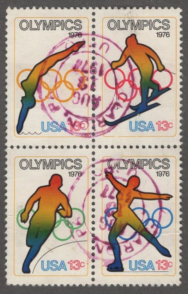 Scott# 1695-98 "SUMMER & WINTER OLYMPIC GAMES" USED BLOCK (4)