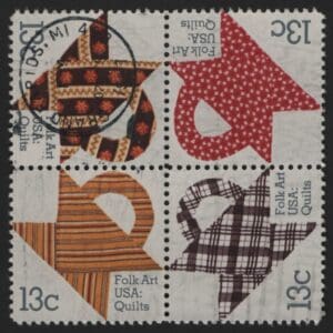 Scott# 1745-48 "AMERICAN FOLK ART-DESIGN QUILTS" USED BLOCK (4)