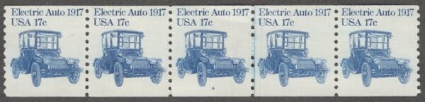 Scott# 1906 "ELECTRIC CAR" COIL PNC 5 STRIP, PLATE #4, MNH