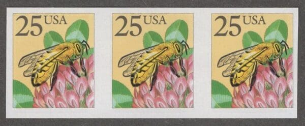 Scott# 2281g "HONEY BEE" MNH IMPERF COIL TRIO EFO, NICELY CENTERED