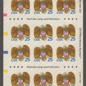 Scott# 2431a "EAGLE & SHIELD" UNFOLDED BOOKLET PANE (18) MNH, P# A1111