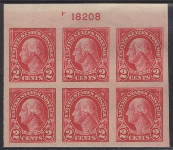 Scott# 577 "WASHINGTON" IMPERF PLATE BLOCK(6) MNH NICELY CENTERED