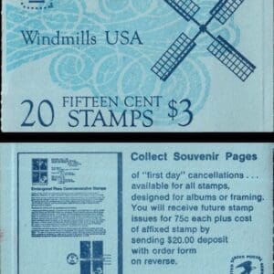 Scott# 1738-42 BK135 (1742a) "WINDMILLS" UNEXPLODED BOOKLET (20) MNH