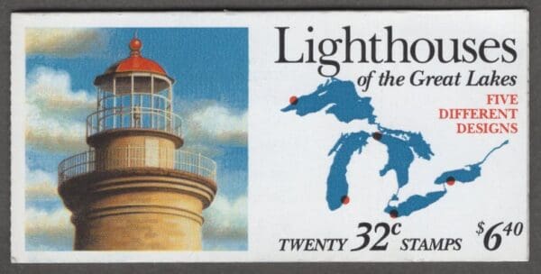 Scott# BK230, 2969-73 "LIGHTHOUSES" UNEXPLODED BOOKLET PANE (20)