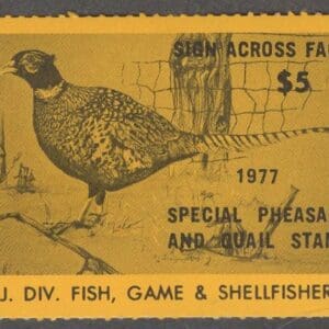Scott# NJPQ03 "1977 NEW JERSEY STATE PHEASANT & QUAIL" MNH, NICELY CENTERED