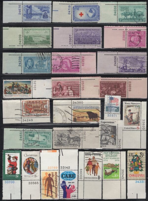 LOT  of (160+) USED U.S. PLATE # SINGLES WITH VARIOUS CANCELS AS SHOWN