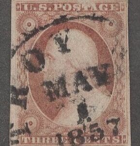 Scott# 11 "WASHINGTON" TYPE I IMPERF, TROY N.Y. CDS CANCEL