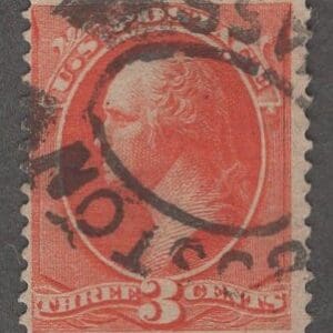 Scott# 214 "WASHINGTON" BOSTON DOUBLE OVAL CANCEL, NICELY CENTERED