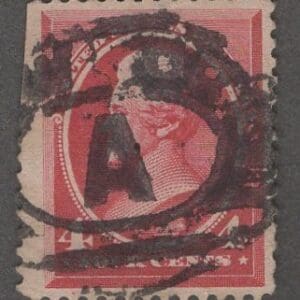 Scott# 215 "JACKSON" USED, LETTER "A" PARCEL CANCEL TRIMMED "B"
