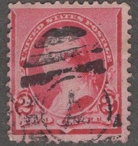 Scott# 220c "WASHINGTON" CAP ON BOTH 2s, DUPLEX CANCEL