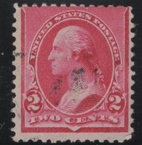 Scott# 220a "WASHINGTON" CAP ON LEFT 2, LITE CANCEL