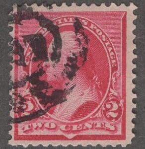 Scott# 220c "WASHINGTON" CAP ON BOTH 2s, DOUBLE OVAL CANCEL