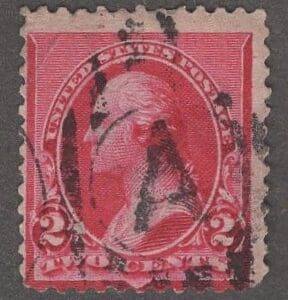 Scott# 220c "WASHINGTON" CAP ON BOTH 2s, LETTER "A" CANCEL